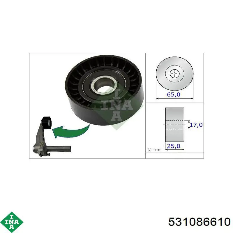 531 0866 10 INA rodillo, correa trapecial poli v