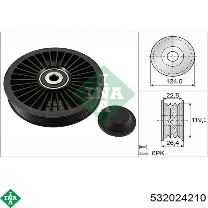 532 0242 10 INA polea inversión / guía, correa poli v