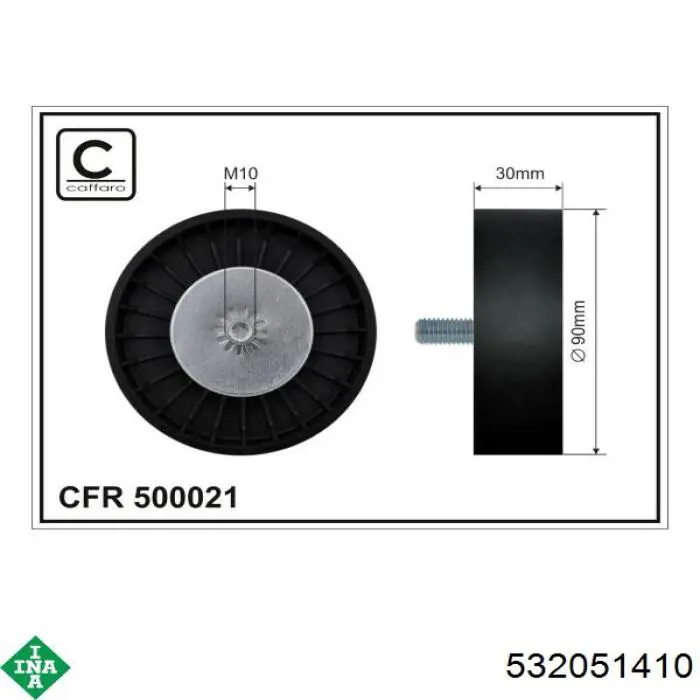 532 0514 10 INA polea inversión / guía, correa poli v