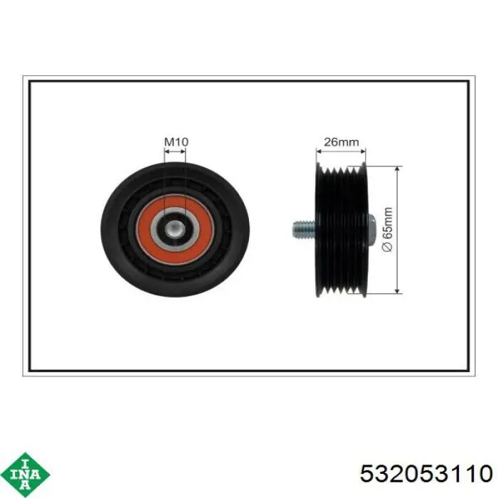 532 0531 10 INA polea inversión / guía, correa poli v