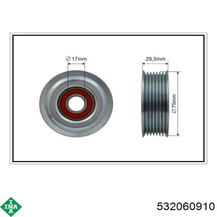 532 0609 10 INA polea inversión / guía, correa poli v