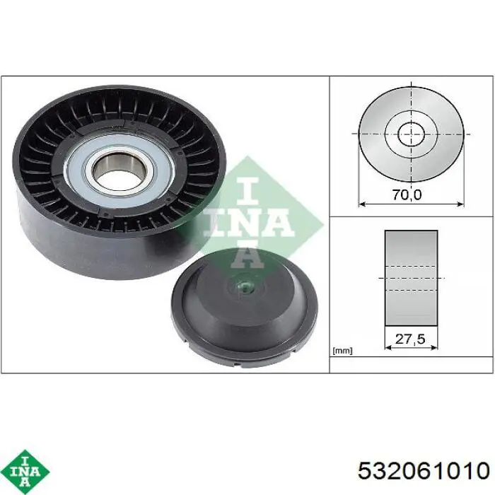 532 0610 10 INA polea inversión / guía, correa poli v