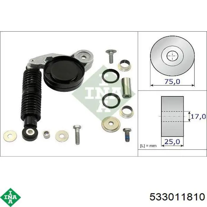 533 0118 10 INA tensor de correa, correa poli v
