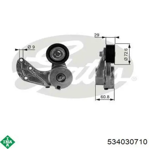 534 0307 10 INA tensor de correa, correa poli v