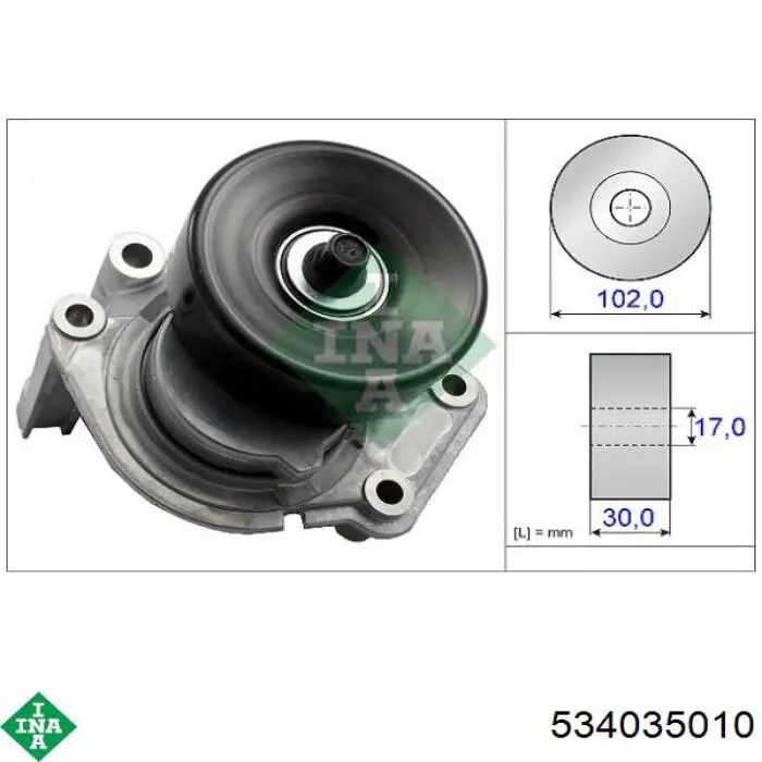 534 0350 10 INA tensor de correa, correa poli v