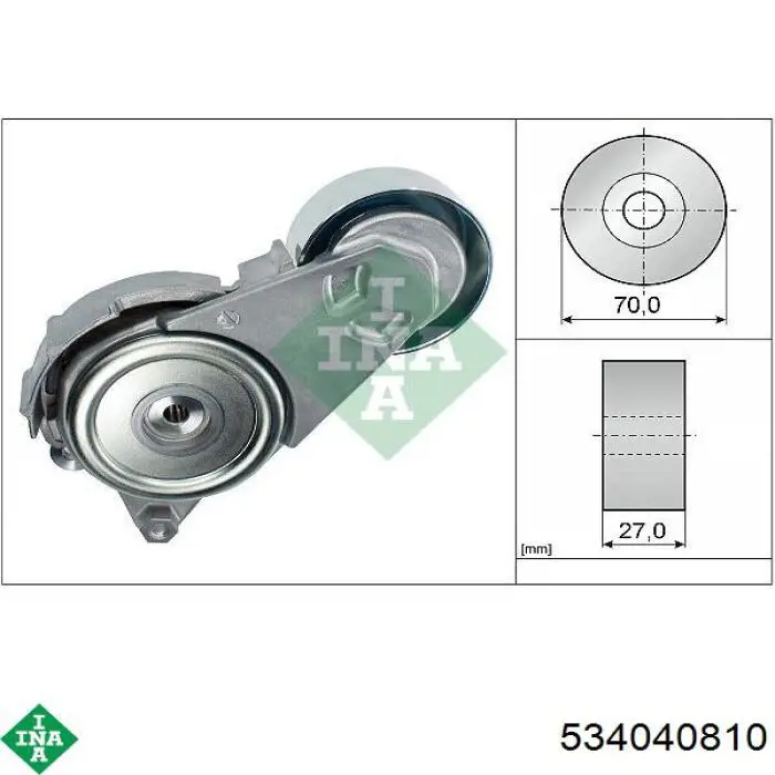 534 0408 10 INA tensor de correa, correa poli v
