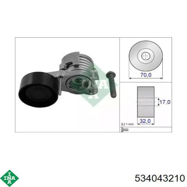 534 0432 10 INA tensor de correa, correa poli v