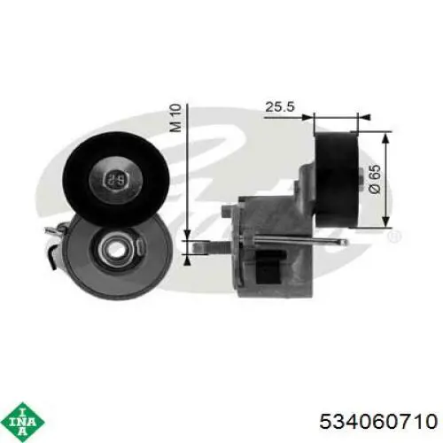 534 0607 10 INA tensor de correa, correa poli v