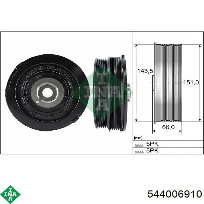 544 0069 10 INA polea, cigüeñal