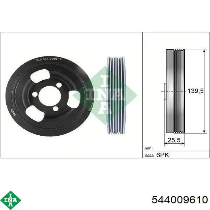 544 0096 10 INA polea, cigüeñal