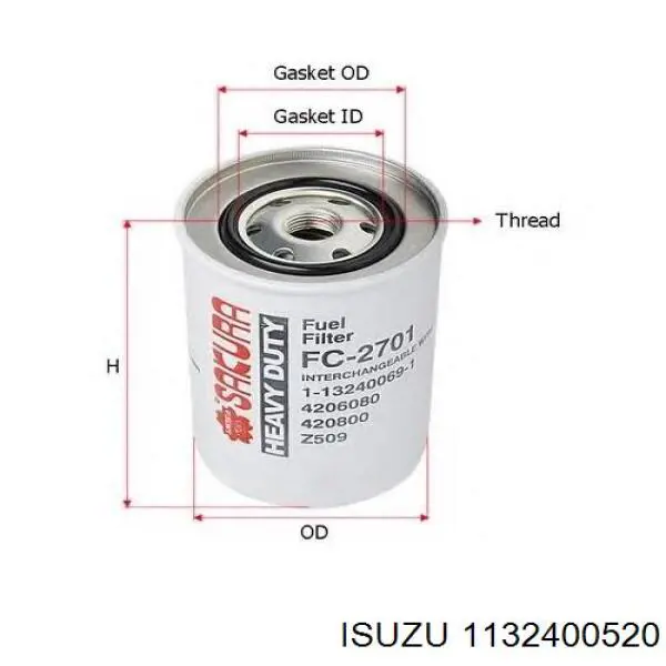 1132400520 Isuzu filtro combustible