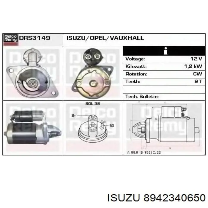 8943446930 Honda motor de arranque