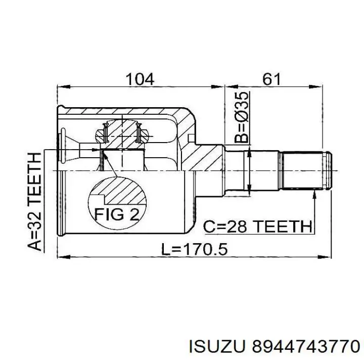 8944743770 Isuzu fuelle, árbol de transmisión delantero interior