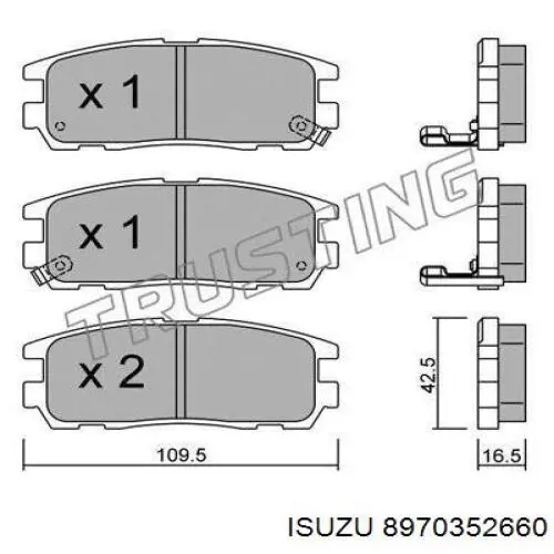 8970352660 Isuzu pastillas de freno traseras