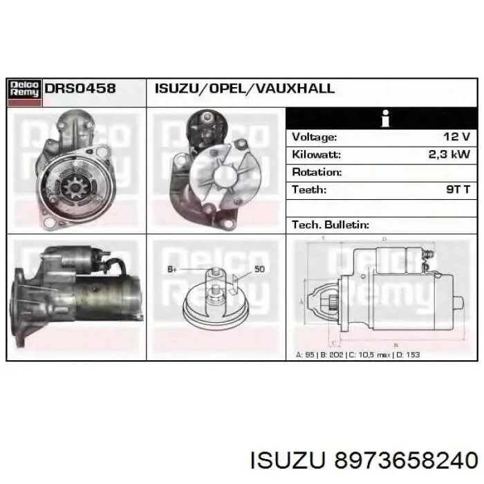 8973658240 Isuzu motor de arranque