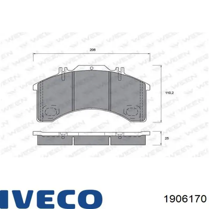 1906170 Iveco pastillas de freno delanteras