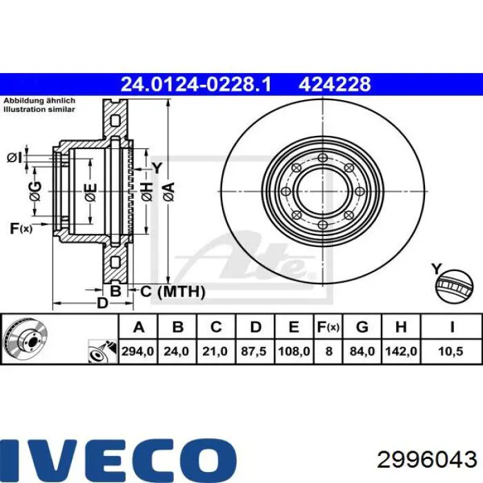 2996043 Iveco disco de freno trasero