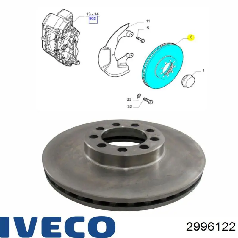 2996122 Iveco freno de disco delantero