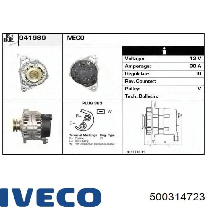 500314723 Iveco alternador