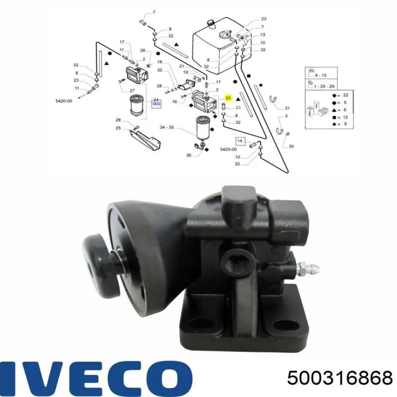 500316868 Iveco tapa de la carcasa del filtro de el combustible