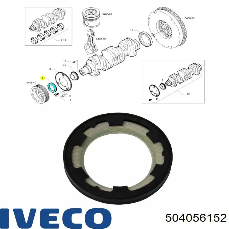 504056152 Iveco anillo retén, cigüeñal frontal