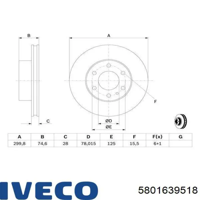 5801639518 Iveco freno de disco delantero