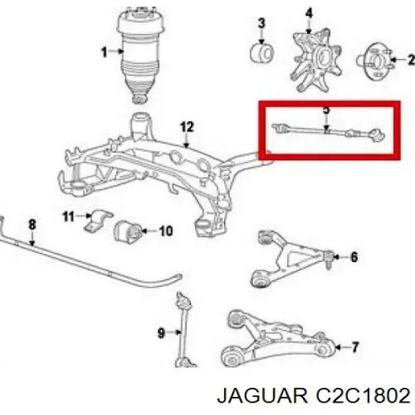 C2C1802 Jaguar barra transversal de suspensión trasera