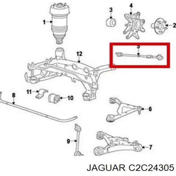 C2C24305 Jaguar barra transversal de suspensión trasera