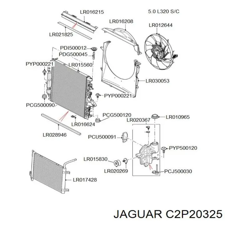 C2P20325 Jaguar tapón de expansión de refrigerante/anticongelante