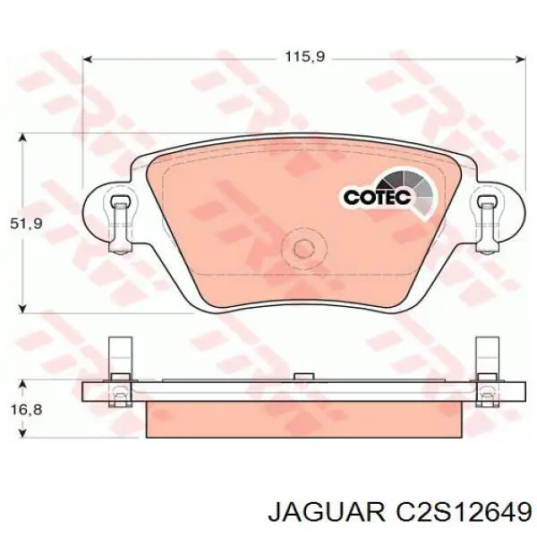 C2S12649 Jaguar pastillas de freno traseras