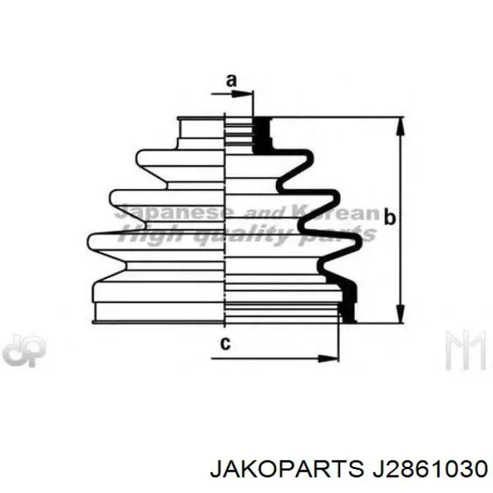 J2861030 Jakoparts fuelle, árbol de transmisión delantero exterior