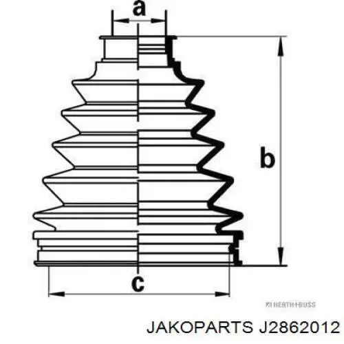 J2862012 Jakoparts fuelle, árbol de transmisión trasero exterior