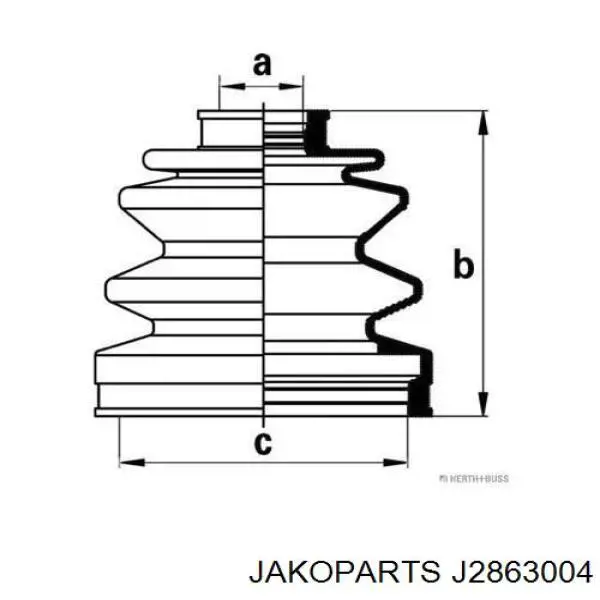 J2863004 Jakoparts fuelle, árbol de transmisión delantero exterior