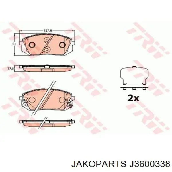 J3600338 Jakoparts pastillas de freno delanteras