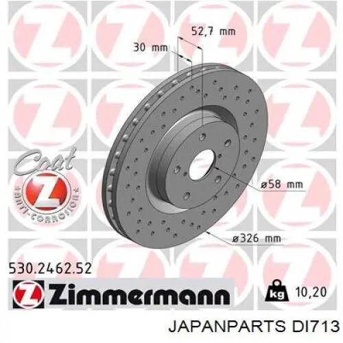 DI713 Japan Parts freno de disco delantero