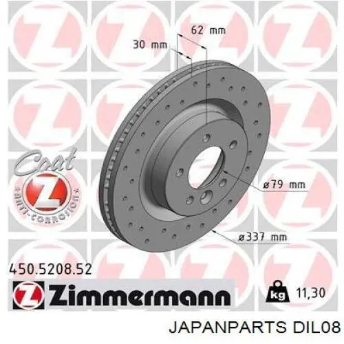 DIL08 Japan Parts freno de disco delantero