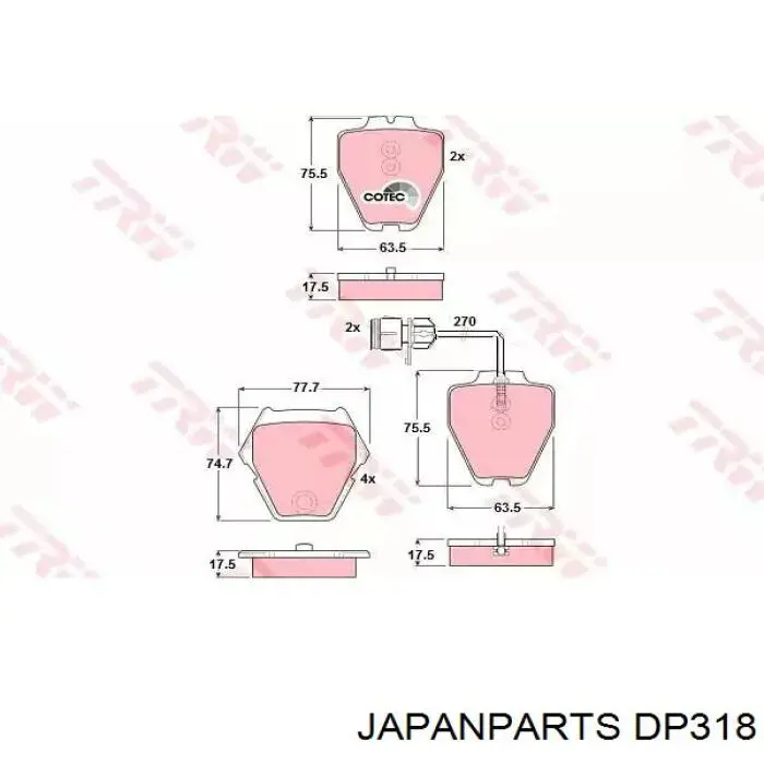 DP318 Japan Parts disco de freno trasero