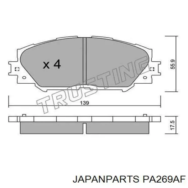 PA-269AF Japan Parts pastillas de freno delanteras