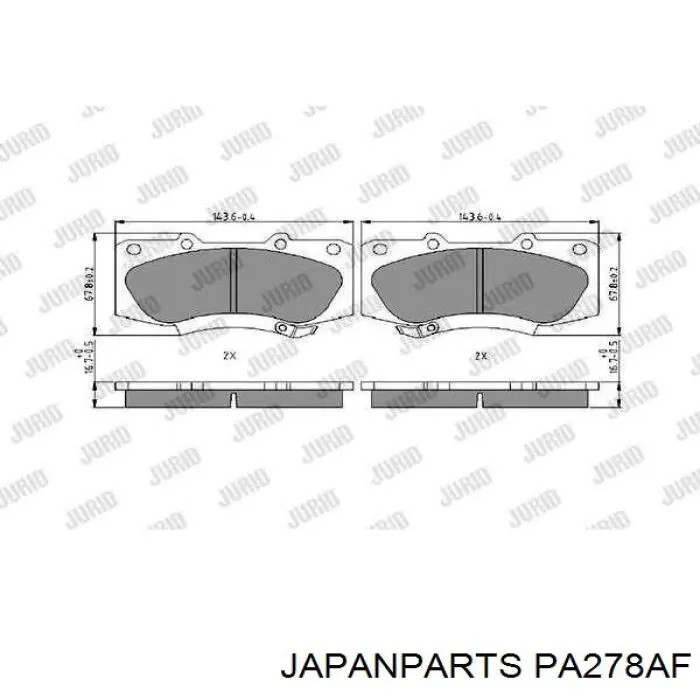 PA-278AF Japan Parts pastillas de freno delanteras