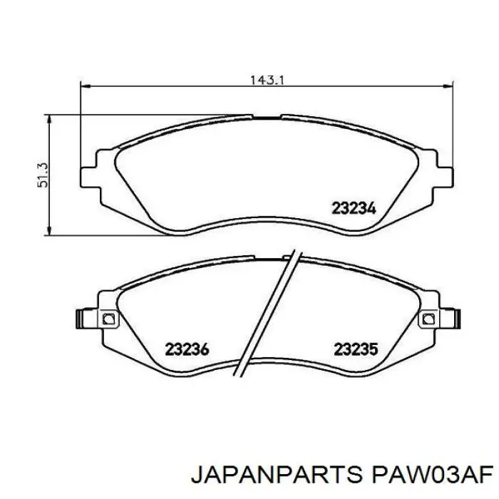 PA-W03AF Japan Parts pastillas de freno delanteras