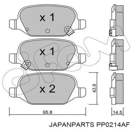 PP-0214AF Japan Parts pastillas de freno traseras