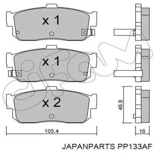 PP133AF Japan Parts pastillas de freno traseras