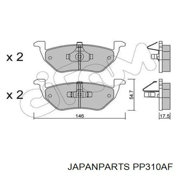 PP-310AF Japan Parts pastillas de freno traseras