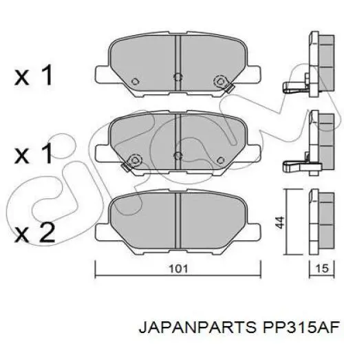 PP-315AF Japan Parts pastillas de freno traseras