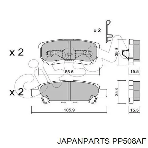 PP-508AF Japan Parts pastillas de freno traseras