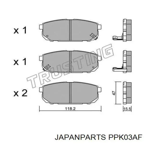 PPK03AF Japan Parts pastillas de freno traseras