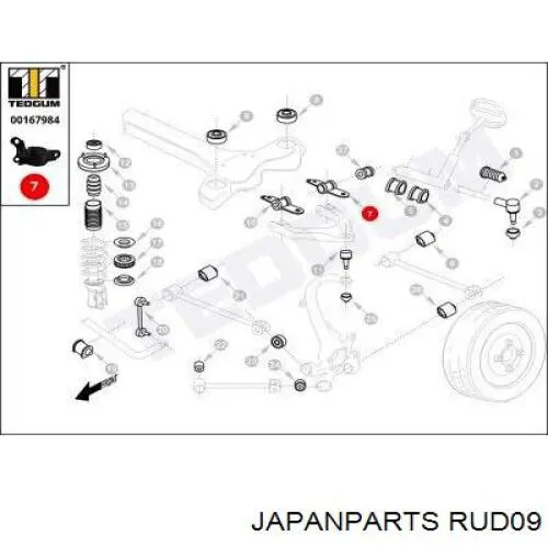 RUD09 Japan Parts silentblock de suspensión delantero inferior