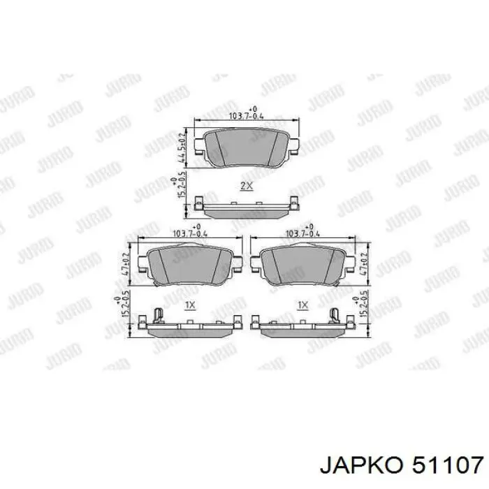 51107 Japko pastillas de freno traseras