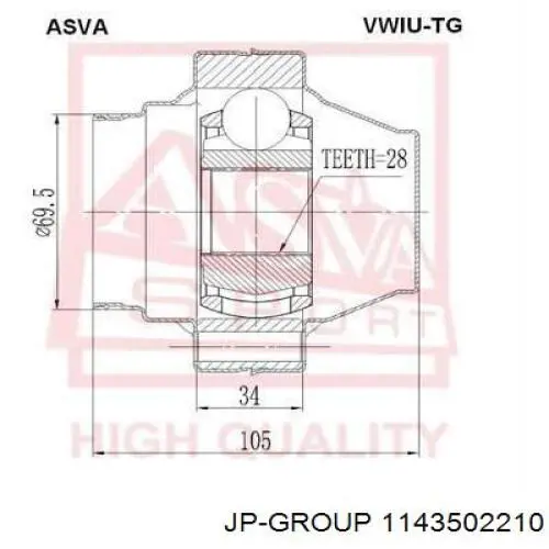 1143502210 JP Group junta homocinética interior delantera