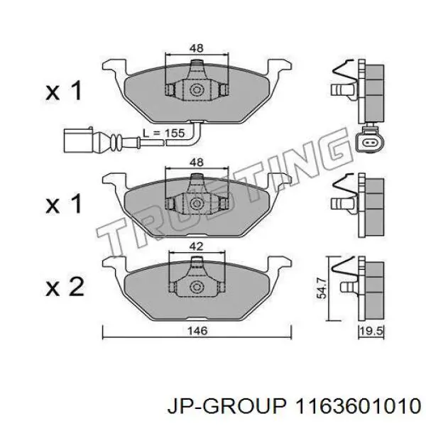 1163601010 JP Group pastillas de freno delanteras